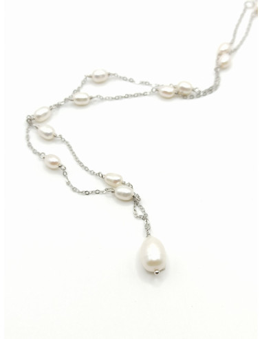 Ασημένιο Κολιέ Μαργαριτάρια