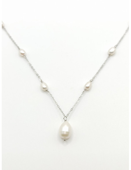 Ασημένιο Κολιέ Μαργαριτάρια