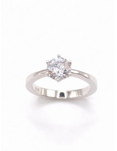 Ασημένιο μονόπετρο δαχτυλίδι