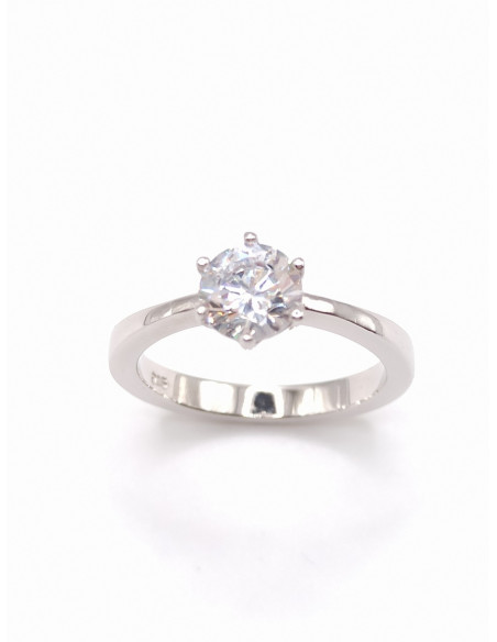 Ασημένιο μονόπετρο δαχτυλίδι