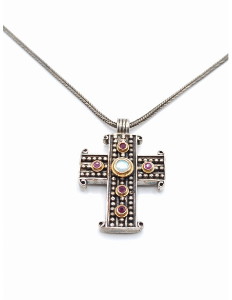 Silver gold cross necklace