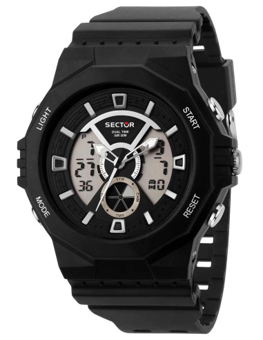 SECTOR EX-41 Dual Time Chronograph Black Synthetic Strap