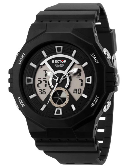 SECTOR EX-41 Dual Time Chronograph Black Synthetic Strap