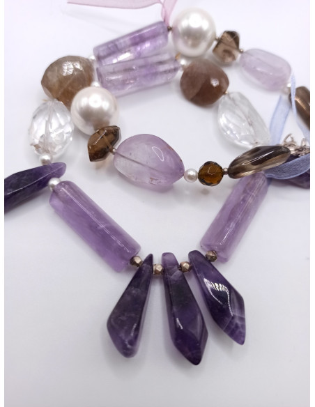 Amethyst and Smokey Quartz Necklace