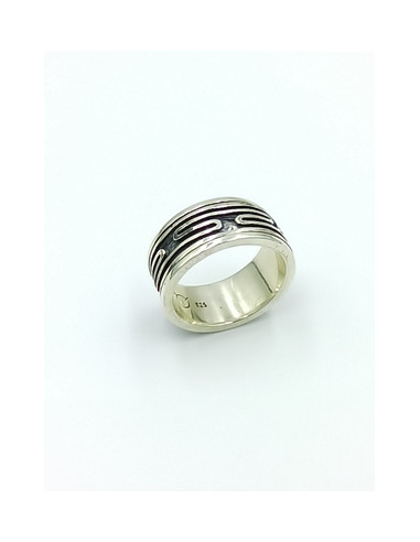 Silver Antistress Meander Ring