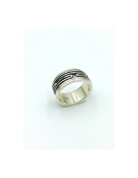 Silver Antistress Meander Ring