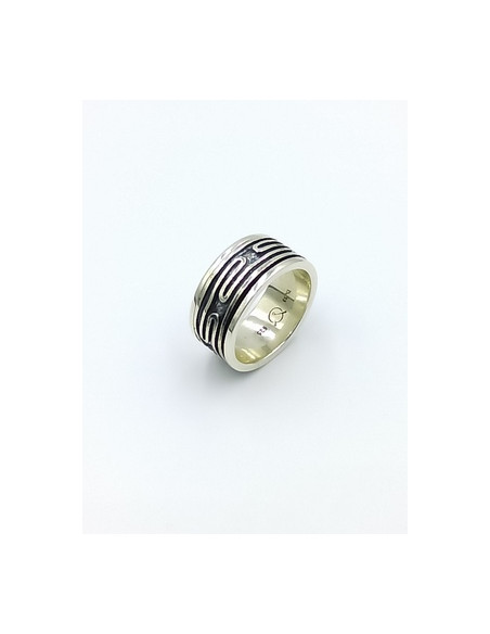 Silver Antistress Meander Ring